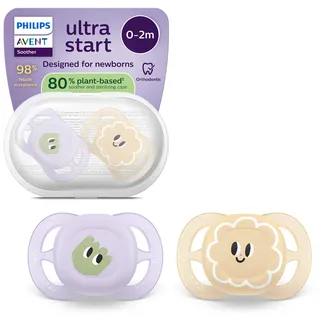 Philips Avent Fopspeen +0m Start perzik/lila design 2st 2 St Schnuller