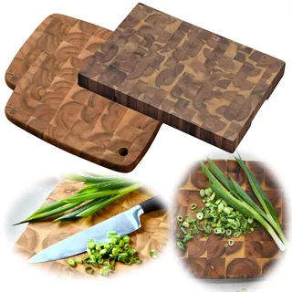 LS-LebenStil Profi Holz Schneidebrett Stirnholz 40x28x2cm FSC Akazie Massiv | Küchenbrett Tranchierbrett Servierbrett Holzbrett Brotscheindebrett Brotzeitbrett Vesperbrett Käsebrett Hackbrett Hackklotz
