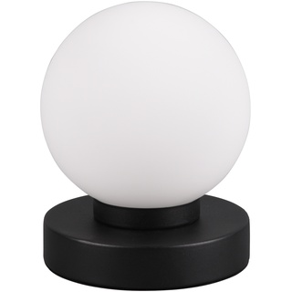 Reality Leuchten Tischlampe PRESTON, H 15 cm - Schwarz matt - Weiß - Metall - Glas - Touchfunktion