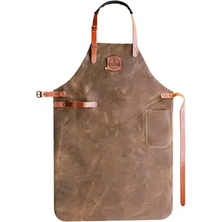 McBrikett Leder Grillschürze, 100% Echtleder, Größe S (74x60cm), Grill & BBQ Schürze - S