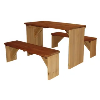 Kinder Sitzgarnitur Karo 70 x 80 x 45 cm - Kindertisch aus Hemlockholz – Kindermöbel für den Garten – Kindersitzgelegenheit