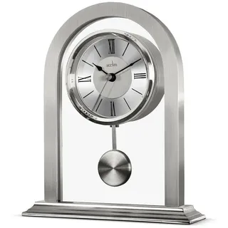 Acctim Colney Pendel-Kaminuhr, Quarz, gebürstetes Metall und Glas, energieeffizientes Uhrwerk, Silber