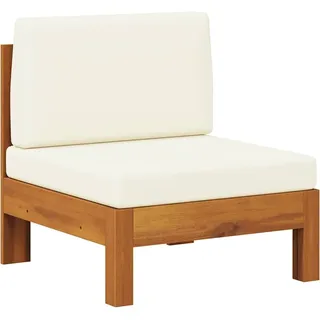 vidaXL Akazienholz Massiv Mittelsofa mit Cremeweißen Kissen Modular Sofa Lounge Gartensofa Einzelsofa Gartenmöbel Outdoor Terrasse