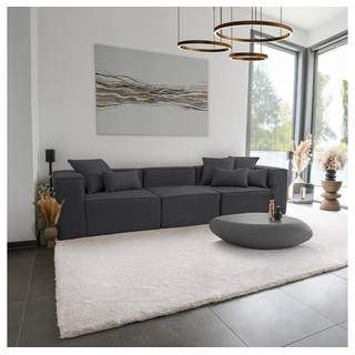 HOME DELUXE Sofa Modulares Sofa VERONA M, 327 x 68 x 119 cm 4 Teile, Ecksofa Wohnlandschaft Modulsofa schwarz