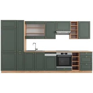 Vicco Küchenzeile Fame-Line 355 cm Grün-Gold Eiche
