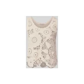 Häkeltop mit Rundhalsausschnitt, Sand, S