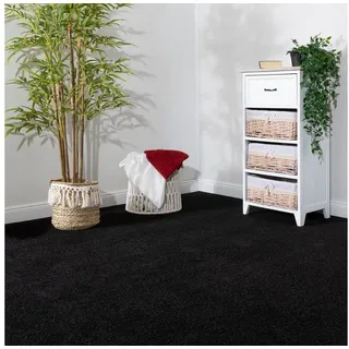 Steffensmeier Teppichboden Ibiza, Rechteckig, Kurzflor Teppich, Wohnzimmer schwarz 400 cm x 100 cm
