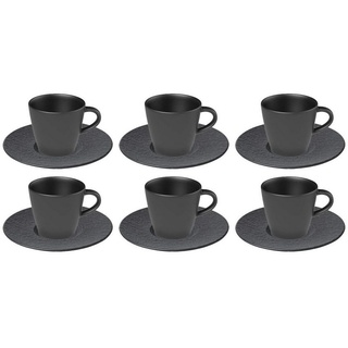 Villeroy & Boch Tasse Manufacture Rock Kaffee Set 150 ml 6er Set, Porzellan schwarz