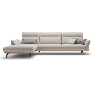 Creation BY ROLF BENZ Ecksofa CR.460, Design-Sofa der Extraklasse, verstellbare Rückenlehne, L-Form, Sockel in Eiche, Winkelfüße in Umbragrau, Breite 338 cm grau