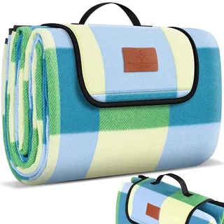 Kesser® Picknickdecke Campingdecke Xxl 200 X 200 Cm - Wärmeisoliert Mit Wasserdichter Unterseite Mit Tragegriff Faltbare Stranddecke Picknickdecken   200 X 200cm / Blau / Grün