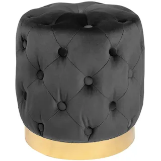 Riess Ambiente Eleganter Hocker MODERN BAROCK 37cm schwarz-Gold Samt Sitzhocker Samthocker