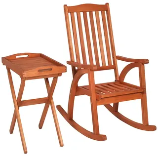Schaukelstuhl Set Stehtablett abnehmbar FSC ® Eukalyptusholz