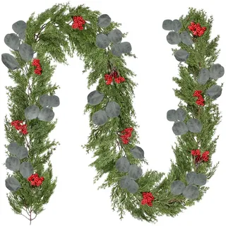 Generisch Weihnachtsdeko Tannenzweige Künstlich Wie Echt 2 m,Weihnachts Deko Künstliche Zweige Für Schränke,Geländer,Wänd, Fenster,Christmas Decorations Künstliche-Pflanzen Für Innen Aussen