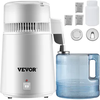 Vevor Wasserdestilliergerät Trinkwasser, 750 W Wasser Destilliergerät 1,3 L/H Destilator Wasser Destilliergerät, 304 Edelstahl weißes Destilliermaschine mit Handgriff, Thermostat