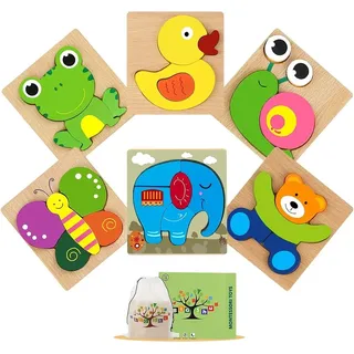 Montessori-Spielzeug für 1+ Jahr alt, Kleinkind-Spielzeug Alter 1 2 3 Jahre alt Junge Mädchen, hölzerne Puzzles für Kleinkinder 1-3, Lernen pä...