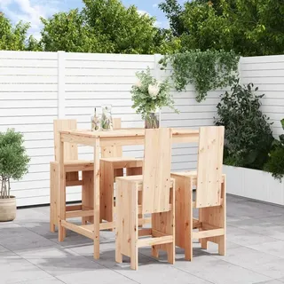 "2026 Promotion" 5-tlg. Gartenbar-Set Massivholz Kiefer - Gartenmöbelset CC9451 - Braun
