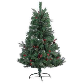6 ft natürlich verziert Künstlicher Weihnachtsbaum mit gefrosteter Tipps, rot Zapfen und Barries