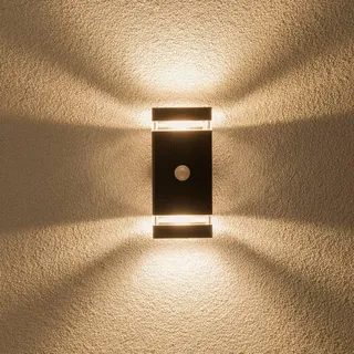 LUMILED Außenwandleuchte mit Bewegungsmelder Wandlampe Außenleuchte Wand GU10 Fassung (max. 12W LED) IP54 Wandleuchter oben und unten Terrasse Fa... - Schwarz