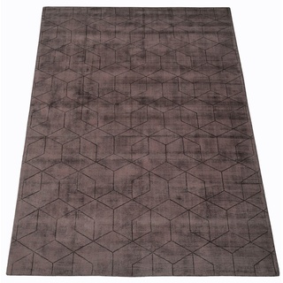 Teppich MY HOME "Manju" Teppiche Gr. B/L: 160 cm x 230 cm, 10 mm, 1 St., grau (taupe) Esszimmerteppiche elegant glänzender Kurzflorteppich in Seiden-Optik