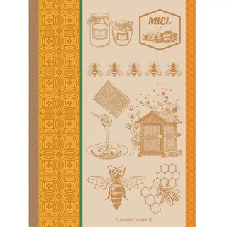 GARNIER THIEBAUT GESCHIRRTUCH - MIEL ET ABEILLES - OCRE - 56 X 77CM - 100% BAUMWOLLE
