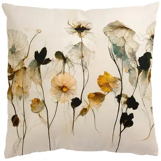 Bilderdepot24 Dekokissen drinnen Kissenhülle/ Sofakissen/ Zierkissen Kissenhülle beige Blumen, Bezug mit / ohne Füllung Zierkissen Outdoor Sofa Bett beige Mit Innenkissen | 40 cm x 40 cm