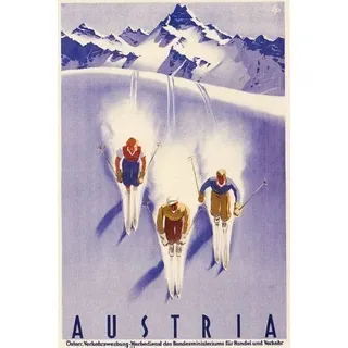 große Vintage Kunst Decotravel oder skiing Plakat zur Österreich