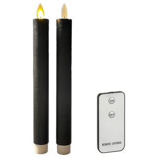Coen Bakker Deco BV LED-Kerze Wax Candles (Set, 3-tlg), Stabkerzen schwarz 2 Stück Fernbedienung bewegliche Flamme schwarz