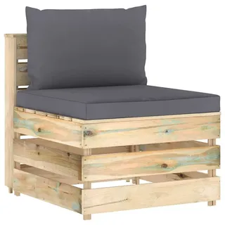 IBUQDDV Modulares Mittelsofa mit Kissen aus imprägniertem Kiefernholz in Grün, Outdoor Gartenmöbel mit rustikalem Paletten-Design, witterungsbeständige Sitzgelegenheit für Terrasse,