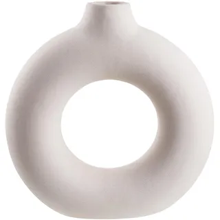 BUTLERS Keramik Vase in Donut Form in Beige -Loop- Moderne Dekoration für Wohnzimmer und Tischdeko | Blumenvase für einzelne Blumen oder dekorative Trockenblumen