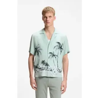 BOSS für Herren. 50559632 Hemd Regular fit mit türkisem Aufdruck (S), Lässig, Viskose, Kurzarm