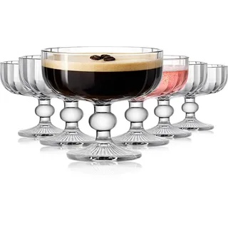 Aulivra Espresso Martini Gläser 6er Set, 320 ml Martinigläser, Vintage Coupe Cocktailgläser aus klarem Glas mit Stiel, für Margarita, Daiquiri, Champagner-Cocktails und Dessert