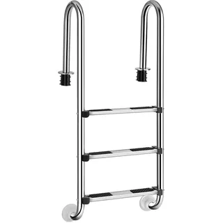 SOARS Edelstahl Poolleiter 3 Stufen, Pool Leiter rutschfest bis 150 kg belastbar, Einstiegsleiter Silber, Schwimmbad Leiter, Sicherheitsleiter, 55 x 25 x 132,5 cm