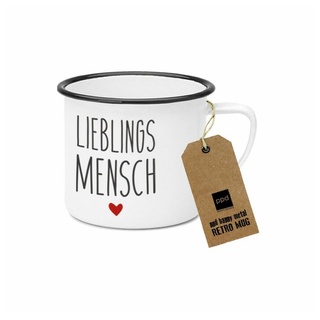 PPD Tasse Happy Metal Mug Lieblingsmensch 500 ml, Metall bunt