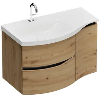 burgbad Sinea 3.0 Mineralguss-Waschtisch mit Unterschrank, 92 cm, mit Griffleiste G0292, Badmöbel,