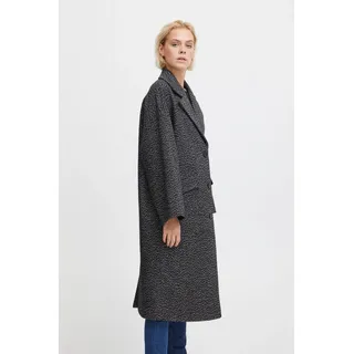 ICHI Wollmantel IHEMMALU JA - 20118989 Lässiger Mantel mit Knopfleiste in schwarz | Gr.: 42