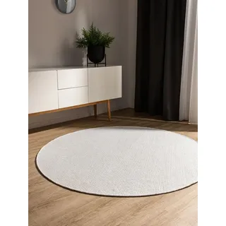 benuta basic Ron Handwebteppich Ø 120 cm Weiß