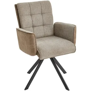 Livetastic Armlehnstuhl, Braun, Schwarz, Holz, Metall, Textil, Pappel, Sperrholz, Füllung: Schaumstoff, Drehkreuz, 61x91x64 cm, Sitzfläche 360° drehbar, Esszimmer, Stühle, Esszimmerstühle, Armlehnenstühle