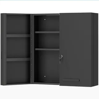kleankin Medizinschrank-55L x 18B x 60H cm-Schwarz | Gr.: onesize