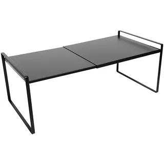 HUOLE Metallregal - Ausziehbares Küchenregal - Verstellbarer Organizer - Gewürzregal - Aufbewahrungsregal für Küche Theke Speisekammer Badezimmer - 36-60*21*18cm (Schwarz)