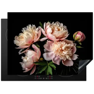 MuchoWow Herd-Abdeckplatte Pfingstrosen - Blumen - Natur - Rosa - Weiß, Vinyl, (1 tlg), Ceranfeldabdeckung Küche, Herdabdeckplatte Einteilig, 70x52 cm bunt 70 cm x 52 cm x 0.2 cm
