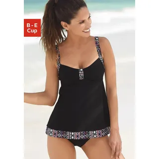 Tankini LASCANA, Damen, Gr. 48, Cup B, bunt (schwarz, bunt), Polyamid, Bikini-Sets Tankini, mit leichter A-Form