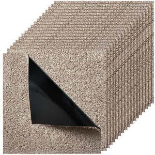 Vevor Teppichfliesen 457,2 x 457,2 x 12 mm, 10er-Pack, selbstklebender Teppichboden mit Fläche von 2 m2, Teppich Bodenbelag, einfacher DIY-Austausch für Wohnzimmer und Büro, Hellbraun