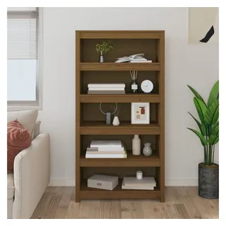furnicato Bücherregal Klassisches aus massivholz, 80 x 35 x 154 cm, Honigbraun, 1-tlg., Regalwand mit viel Stauraum und Wandhalterung für das Arbeitszimmer braun 80 cm x 154 cm x 35 cm