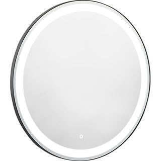 Badspiegel "LED Spiegel Cervo" Gr. fühlbare Struktur, schwarz Spiegel Runder mit schwarzem Rahmen