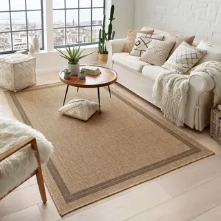 Outdoor & Indoor Teppich wetterfest Borneo Sisal-Jute-Optik naturfarben natur Bordüre 140x200 cm