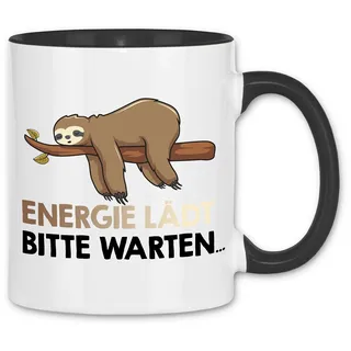 wowshirt Tasse Energie Lädt Bitte Warten Faultier Arbeit Job Büro-Humor Chef, Farbe:White - Black