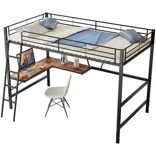 Okwish Hochbett 90 x 200 cm Metall/MDF schwarz