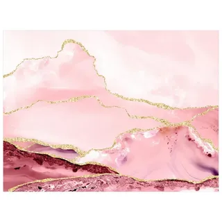 Bilderdepot24 Teppich Vinyl Wohnzimmer Schlafzimmer Flur Küche Steinoptik Abstrakt, rechteckig - rosa glatt, nass wischbar (Küche, Tierhaare) - Saugroboter & Bodenheizung geeignet rosa 100 cm x 75 cm