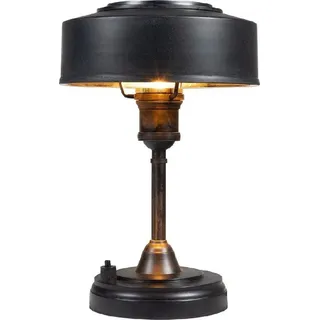 Casa Padrino Luxus Art Deco Tischleuchte Antik Schwarz Ø 22 x H. 32 cm - Runde Messing Schreibtischleuchte - Luxus Leuchten - Luxus Interior