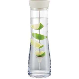 blomus Wasserkaraffe -DRIWA- aus Glas, 1 Liter, Glaskaraffe mit Deckel-Ausgießer und Fruchtspieß (Moonbeam)
